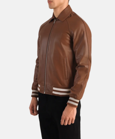 Walton Brown Leather Varsity Jacket