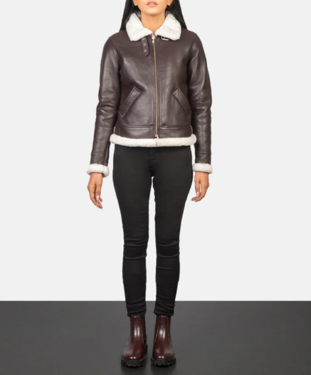 Sherilyn B-3 Maroon Leather Bomber Jacket