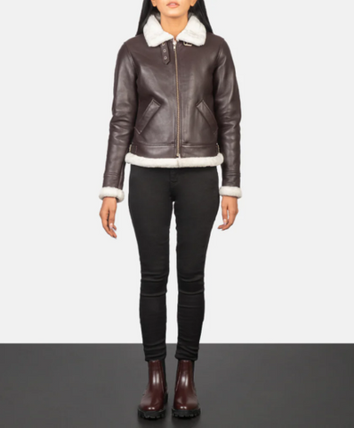 Sherilyn B-3 Maroon Leather Bomber Jacket