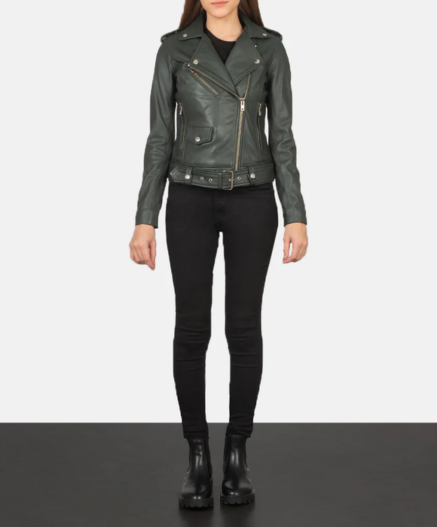 Alison Green Leather Biker Jacket