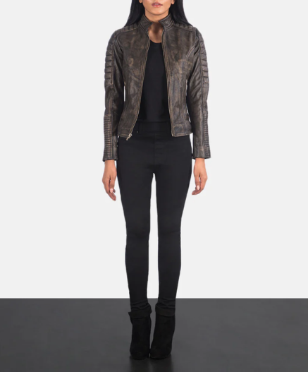 Adalyn Quilted Mocha Suede Biker Jacket