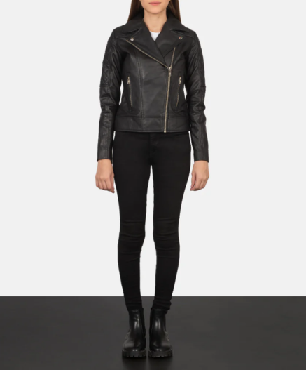 Carolyn Quilted Black Biker Jacket