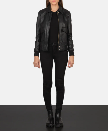 Westa A-2 Black Leather Bomber Jacket