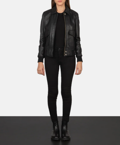 Westa A-2 Black Leather Bomber Jacket