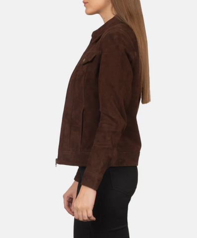 Suzy Mocha Suede Trucker Jacket