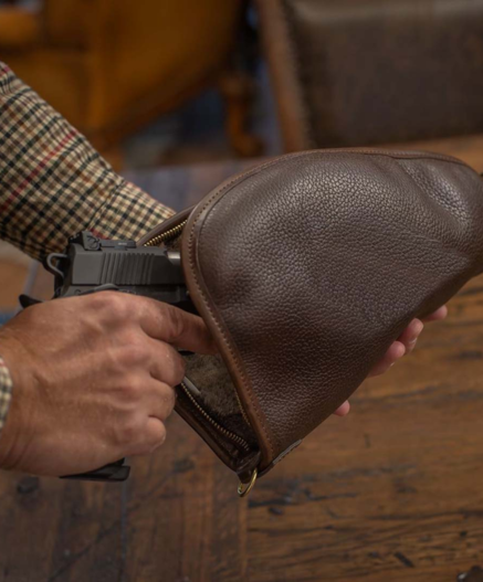 Shearling Lining Leather Pistol Pad