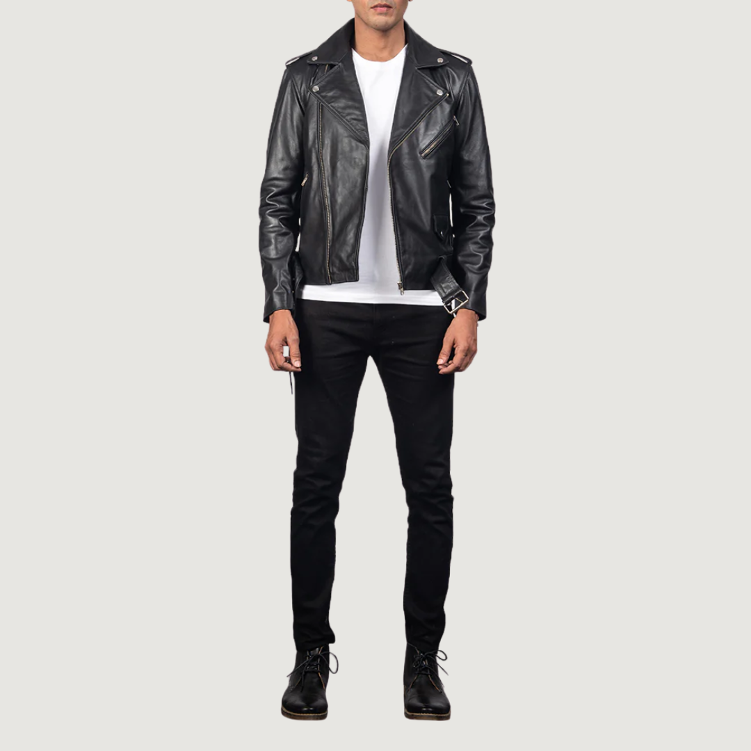Allaric Alley Black Leather Biker Jacket
