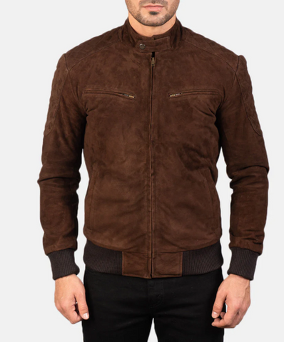 Sven Mocha Suede Bomber Jacket