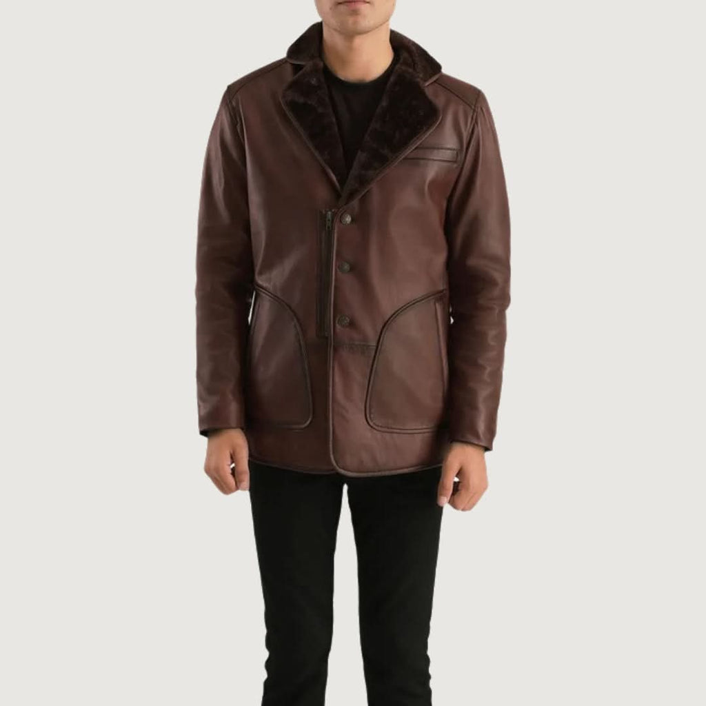 Rocky Brown Fur Leather Coat