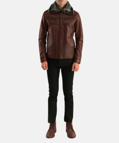 Evan Hart Fur Brown Leather Jacket