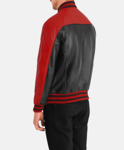 Terrance Black & Red Leather Varsity Jacket