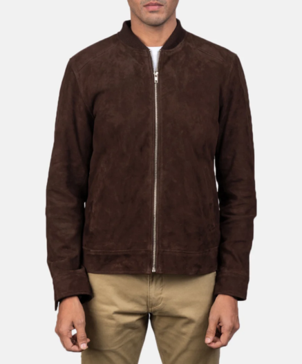 Blain Mocha Suede Bomber Jacket