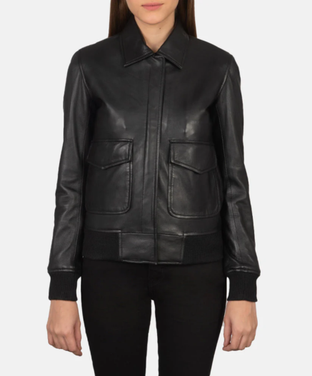 Westa A-2 Black Leather Bomber Jacket