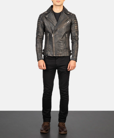 Armand Distressed Brown Leather Biker Jacket