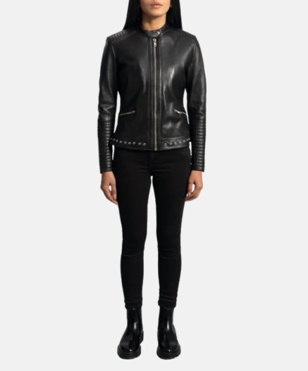 Haley Ray Black Leather Biker Jacket