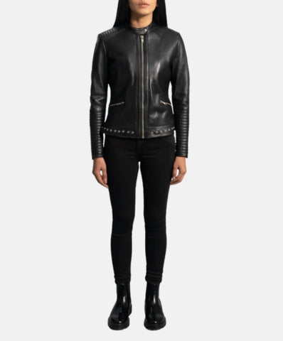Haley Ray Black Leather Biker Jacket