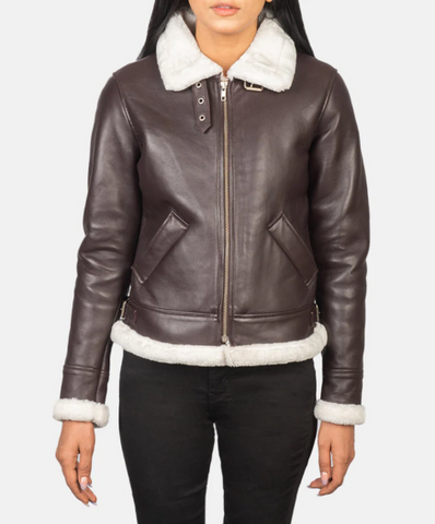 Sherilyn B-3 Maroon Leather Bomber Jacket