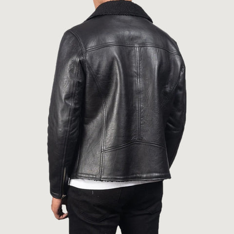 Alberto Shearling Black Leather Jacket