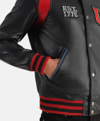 Liberte USA Black Leather Varsity Jacket