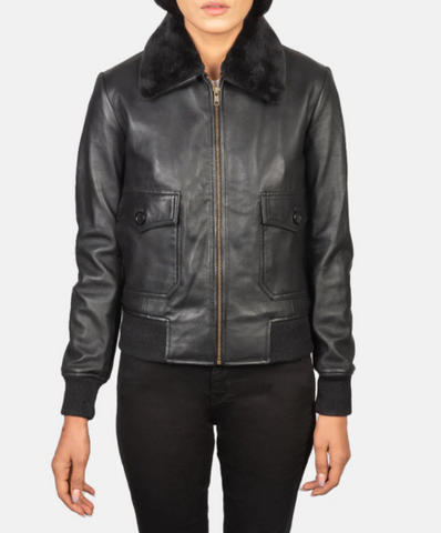 Stella G-1 Black Leather Bomber Jacket