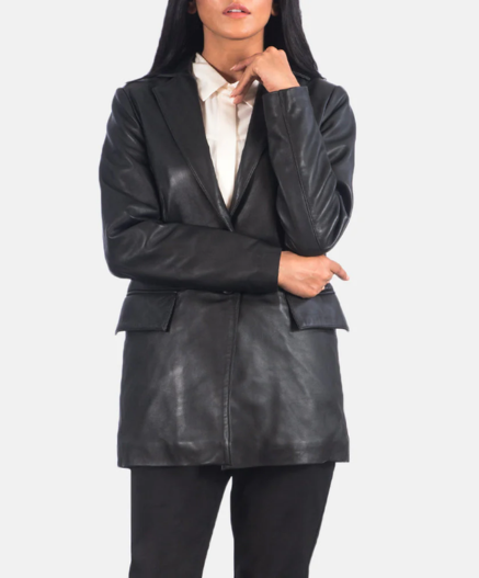 Marilyn Black Leather Blazer