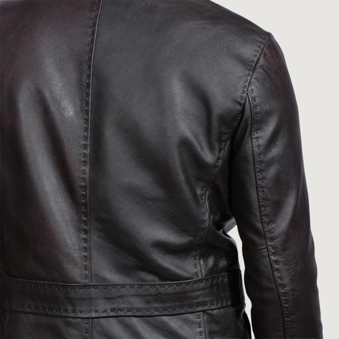 Wine Black Leather Blazer