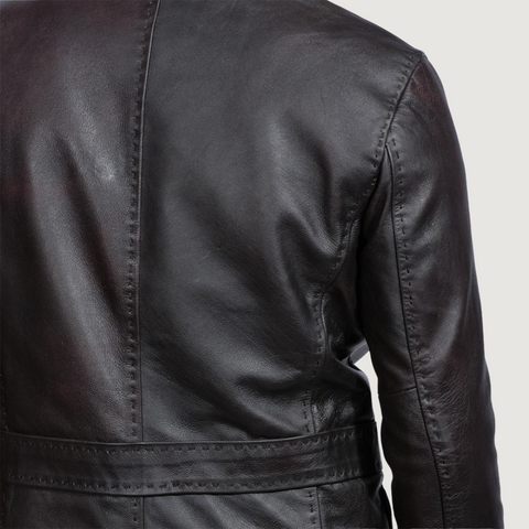 Wine Black Leather Blazer