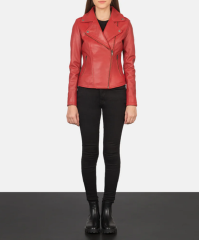Flashback Red Leather Biker Jacket