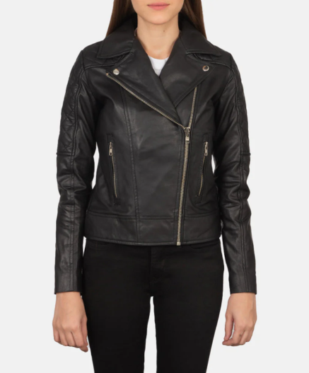 Carolyn Quilted Black Biker Jacket