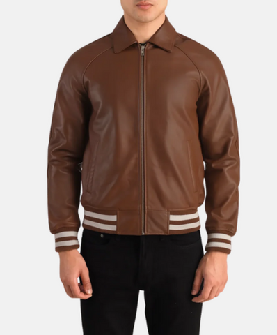 Walton Brown Leather Varsity Jacket