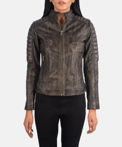 Adalyn Quilted Mocha Suede Biker Jacket