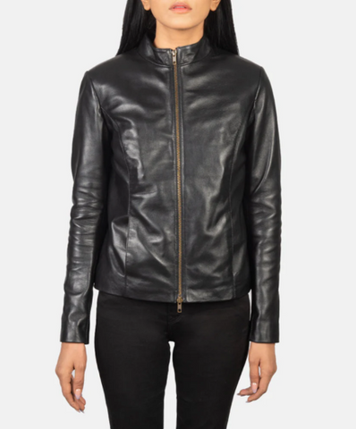 Rumella Black Leather Biker Jacket