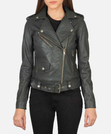 Alison Green Leather Biker Jacket
