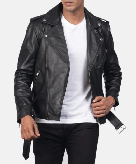 Allaric Alley Black Leather Biker Jacket