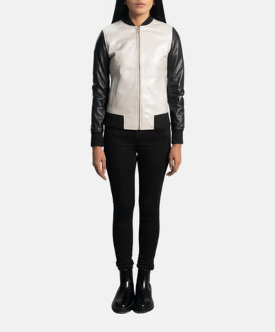 Cole Silver Leather Bomber Jacket
