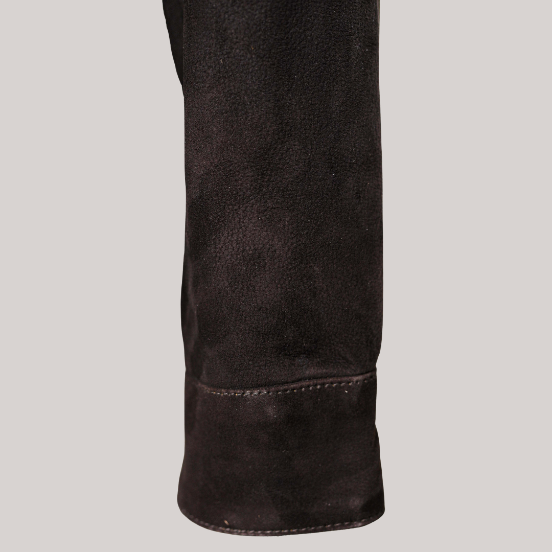 Black Shearling Suede Bomber Jacket