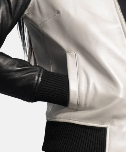 Cole Silver Leather Bomber Jacket