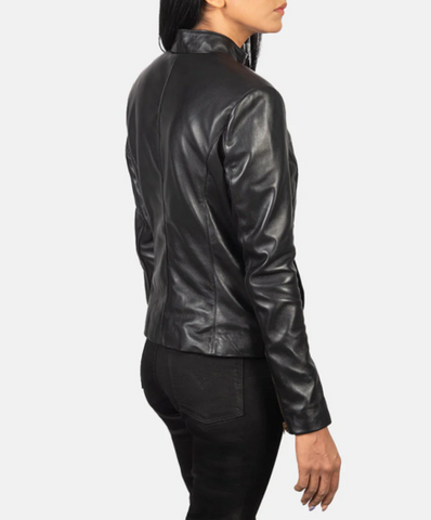 Rumella Black Leather Biker Jacket
