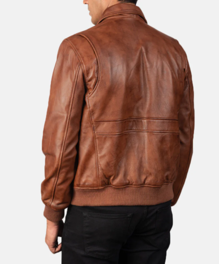 Coffmen Brown A2 Leather Bomber Jacket
