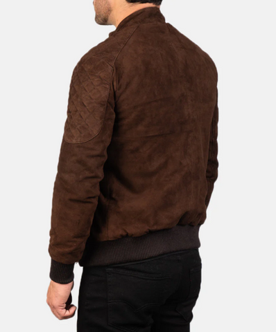 Sven Mocha Suede Bomber Jacket