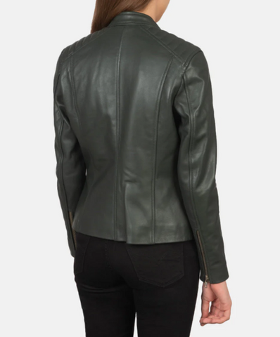 Kelsee Green Leather Biker Jacket