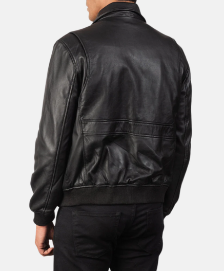 Coffmen Black A2 Leather Bomber Jacket