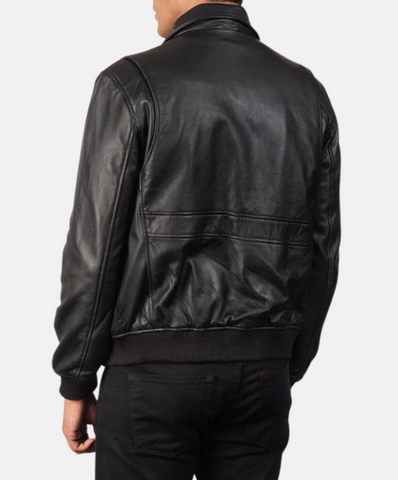 Coffmen Black A2 Leather Bomber Jacket
