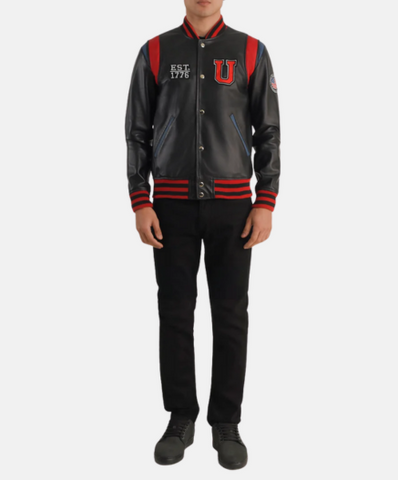 Liberte USA Black Leather Varsity Jacket