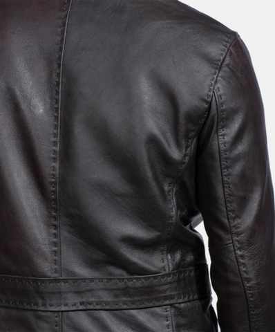 Wine Black Leather Blazer
