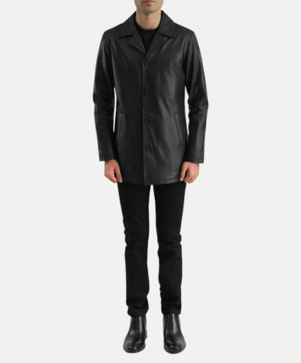Urban Slate Black Leather Coat