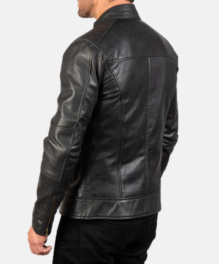 Dean Black Leather Biker Jacket