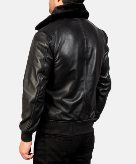 Airin G-1 Black & White Leather Bomber Jacket