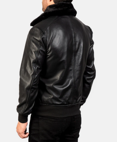 Airin G-1 Black & White Leather Bomber Jacket