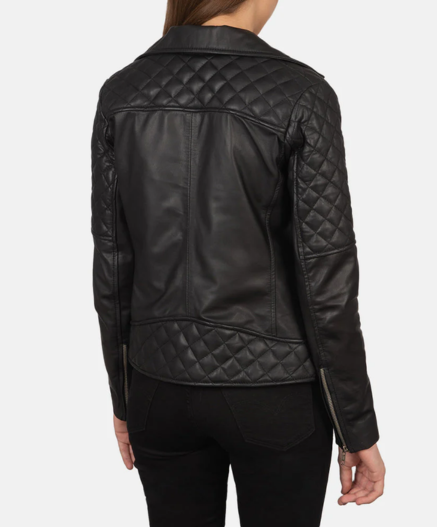 Carolyn Quilted Black Biker Jacket